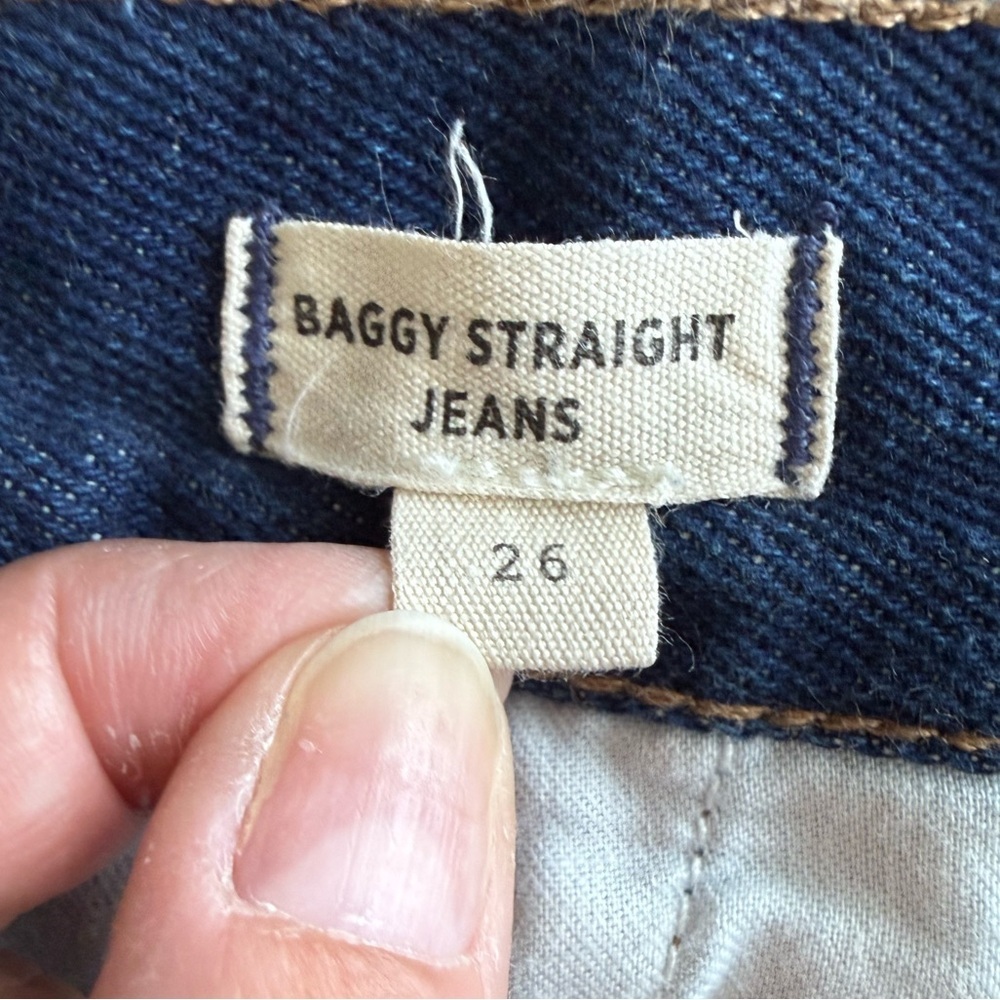 Madewell Baggy Straight Jeans Woodham Dark Blue Wash Pleated Edition NH757 Sz 26 - Picture 5 of 13